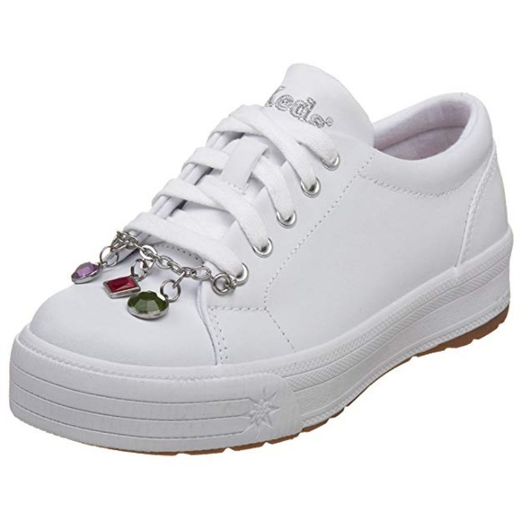 girls white leather keds
